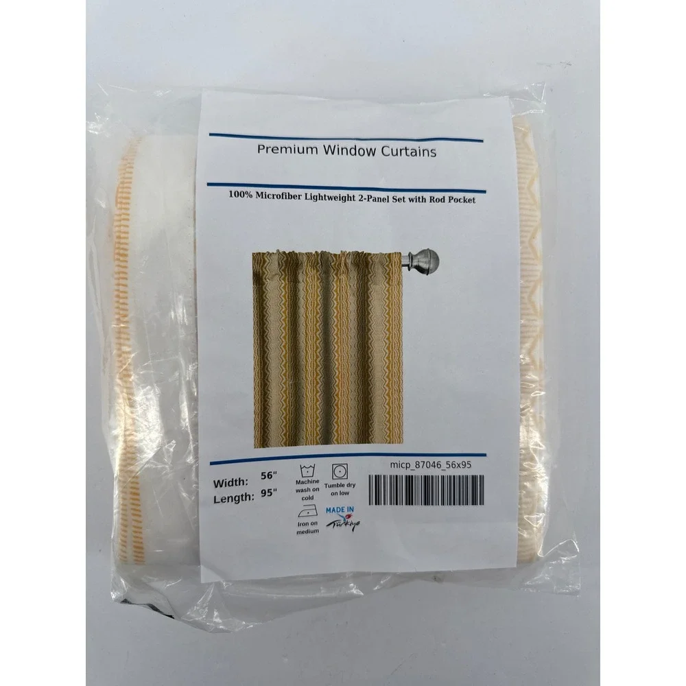 Ambesonne Yellow White Chevron 2-Panel Window Curtains 56x95 Rod Pocket